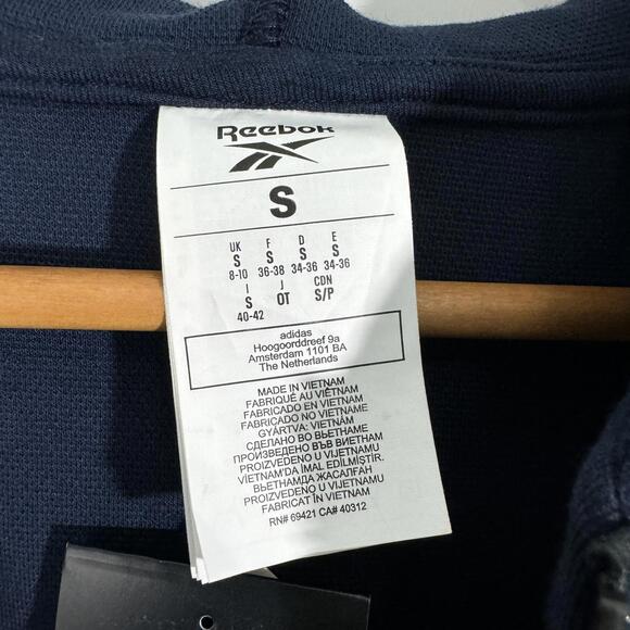 Reebok Women’s Size Small Navy Blue Doubleknit Full Zip Hooded Active Jacket - Picture 4 of 9